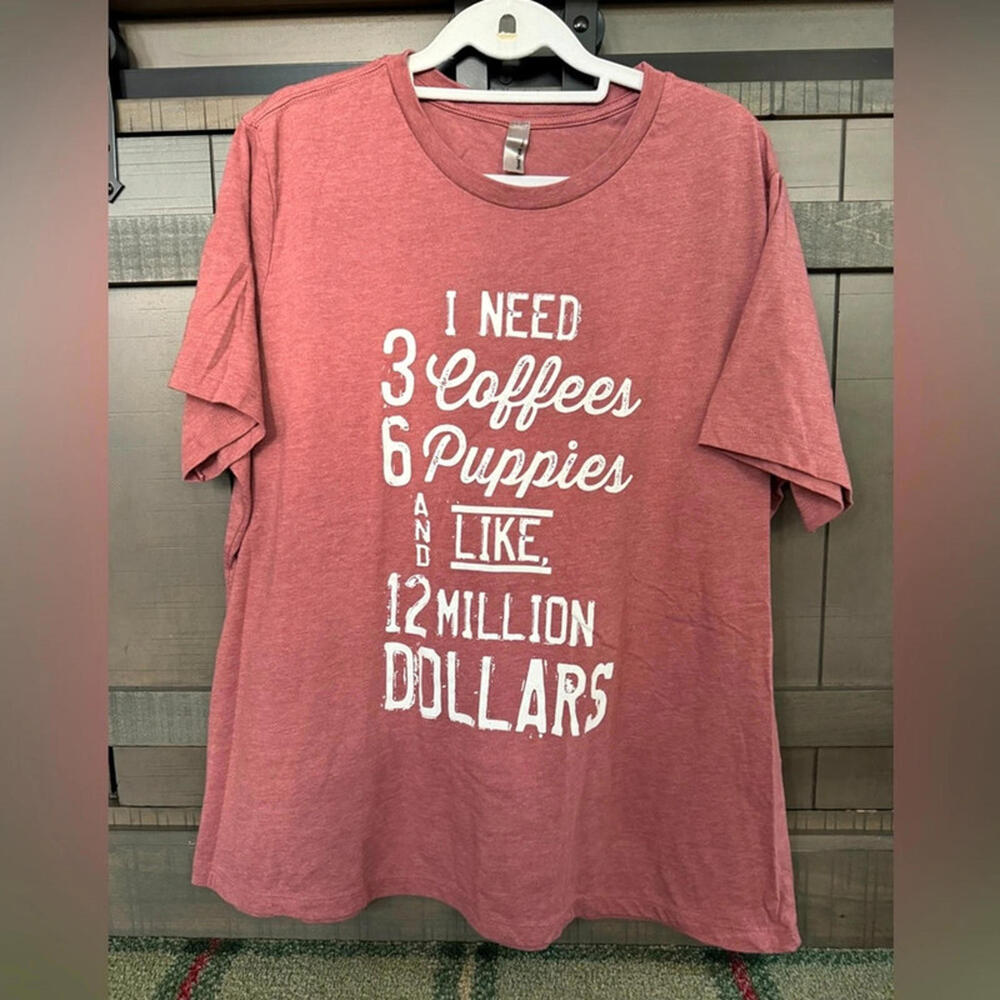 Thread Tank Designs short sleeve T-shirt with white text on front.  NWOT